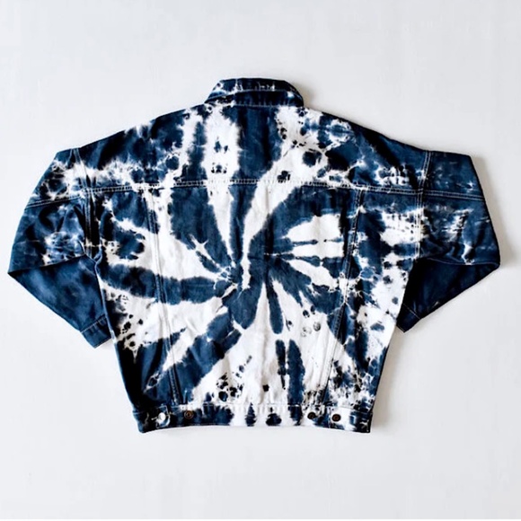 Worthy Threads Tie Dye Denim Boyfriend Trucker Jacket Size S - Picture 12 of 12